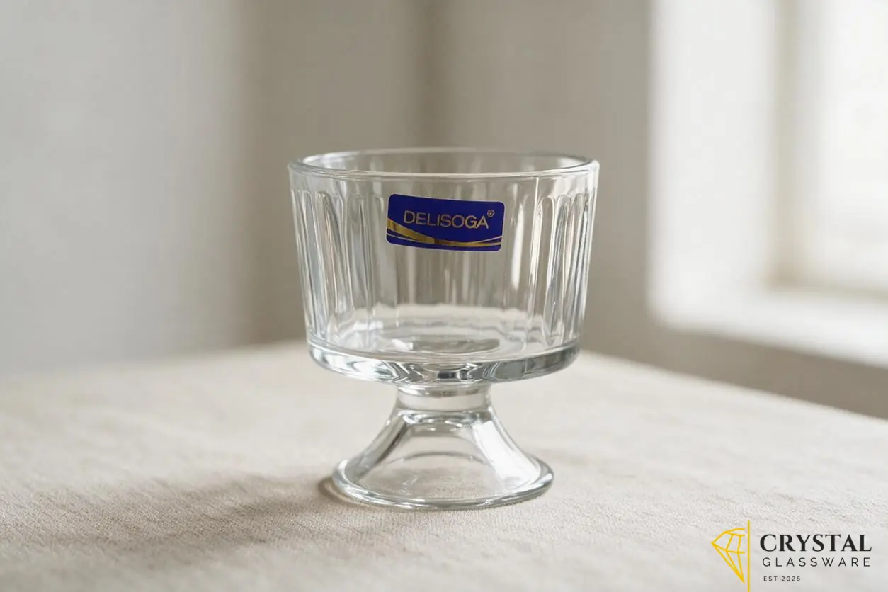 Delisoga Glass Dessert Cup 6 Pcs with a footed pedestal base 